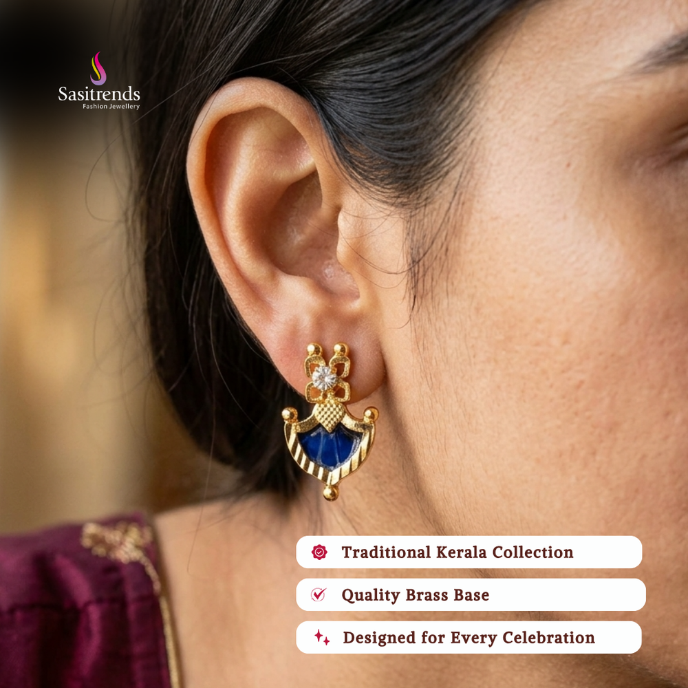 Guaranteed one gram micro gold plated palakka earrings - Sasitrends