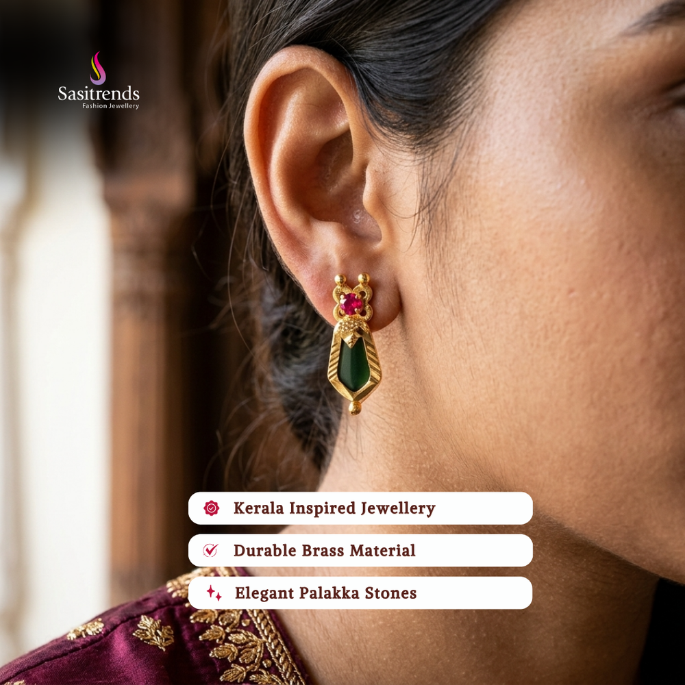 Guaranteed one gram micro gold plated palakka earrings - Sasitrends