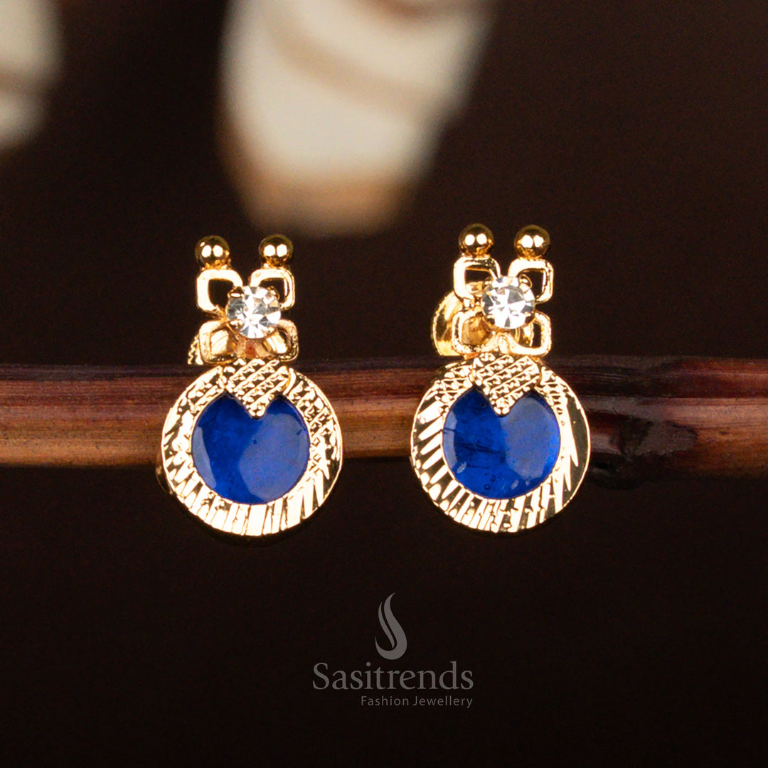Kerala-style 24-carat pure gold plated Plain Palakka Round earrings, handcrafted traditional elegance – Sasitrends