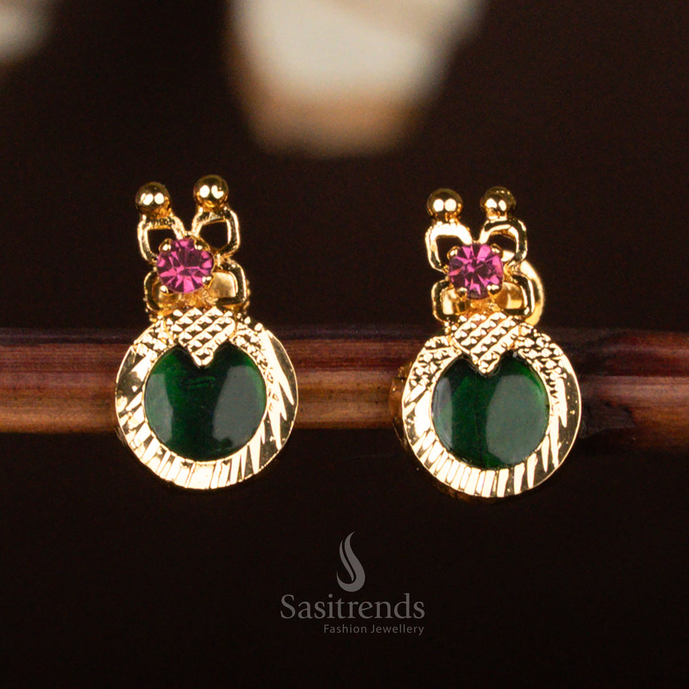 Temple wear Plain Palakka earrings, featuring intricate gold finishing and traditional design – Sasitrends
