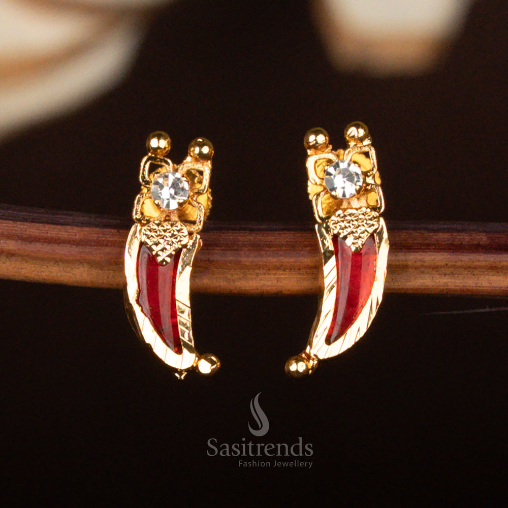 Kerala-style 24-carat pure gold plated Palakka Tiger Nail earrings, handcrafted traditional elegance – Sasitrends