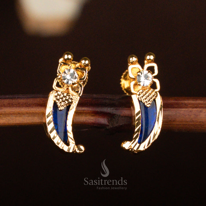 Temple wear Palakka Tiger Nail earrings, featuring intricate gold detailing and traditional craftsmanship – Sasitrends