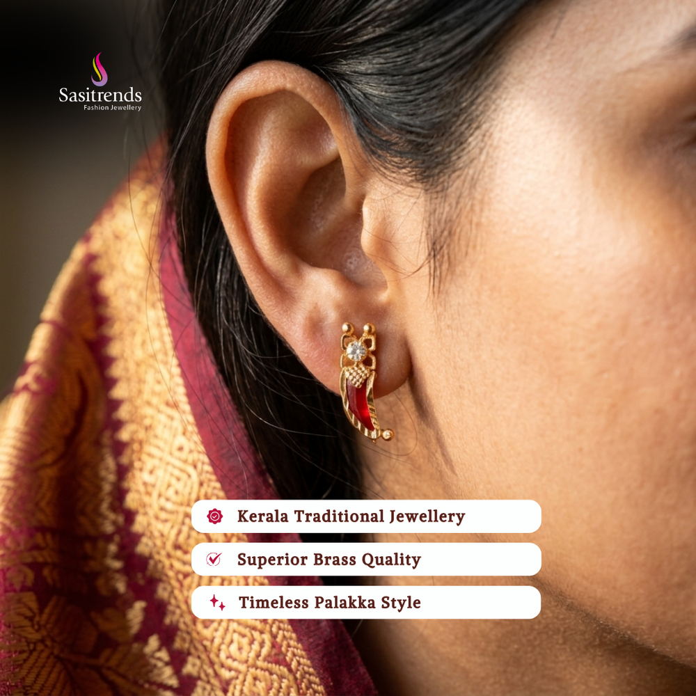 Guaranteed one gram micro gold plated palakka earrings - Sasitrends