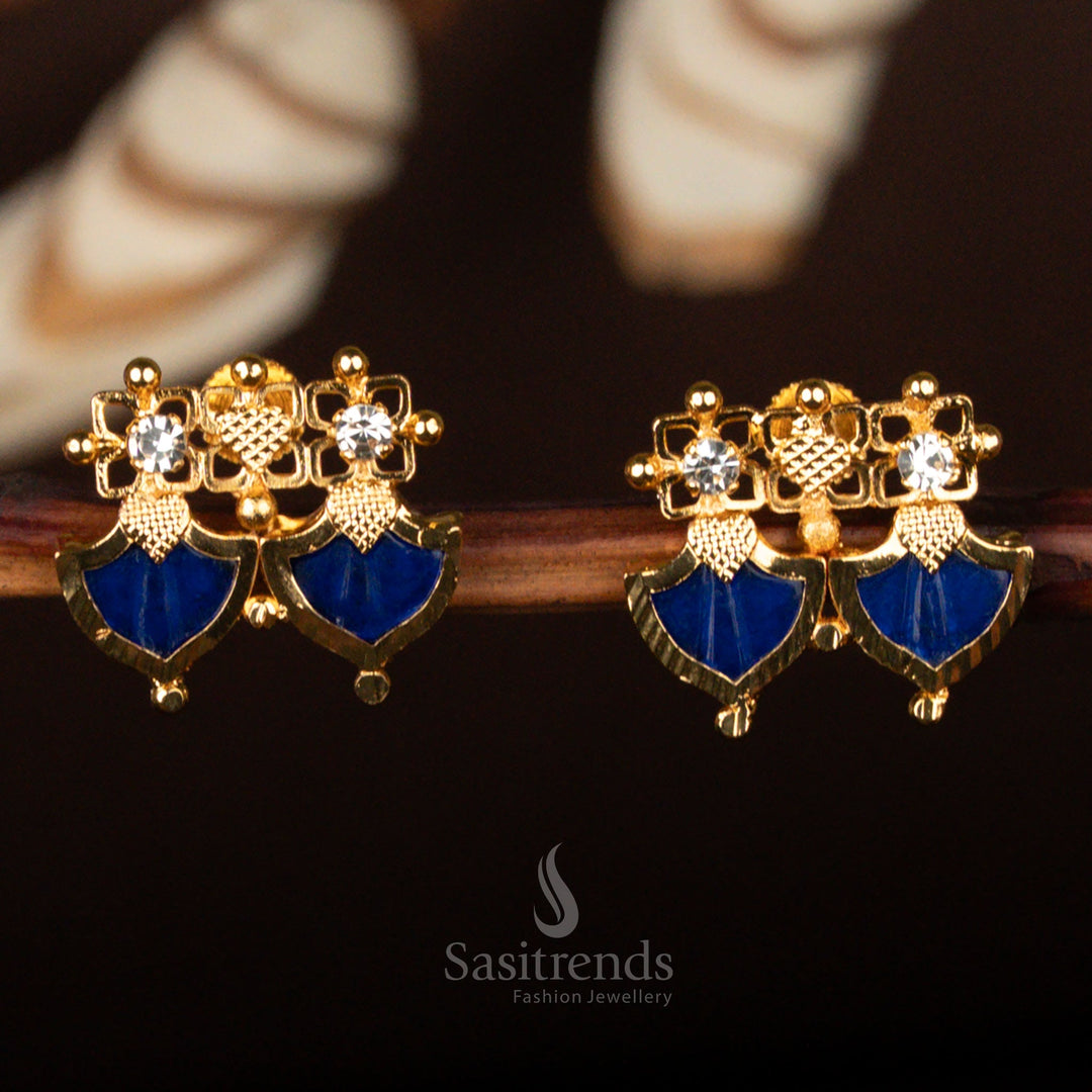 Kerala-style 24-carat pure gold plated Double Palakka earrings, handcrafted elegance – Sasitrends