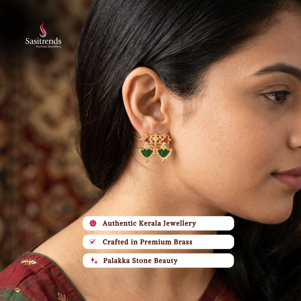 Guaranteed one gram micro gold plated palakka earrings - Sasitrends