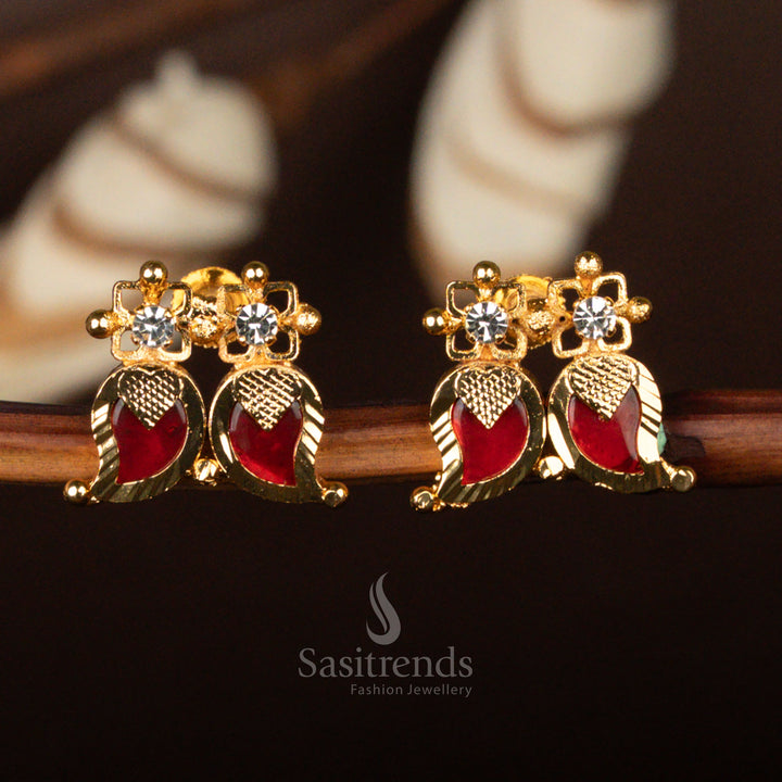 Temple wear Palakka Mango earrings, featuring intricate gold detailing and traditional craftsmanship – Sasitrends