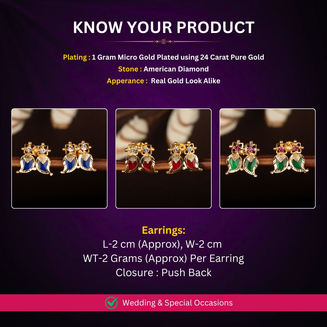 Micro Gold plated Earrings Measurement Image - Sasitrends