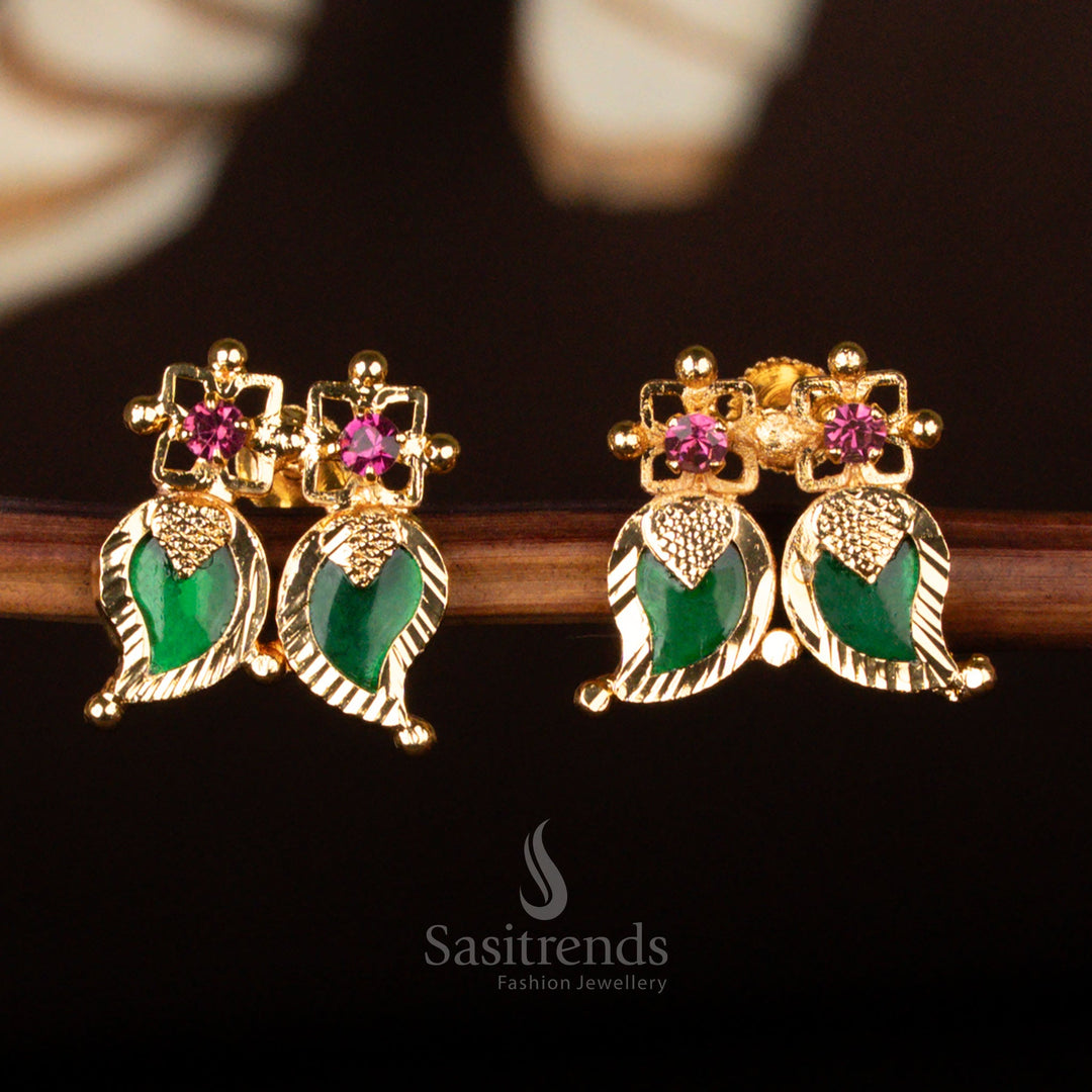 
Kerala-style 24-carat pure gold plated Double Palakka Mango earrings, handcrafted elegance – Sasitrends