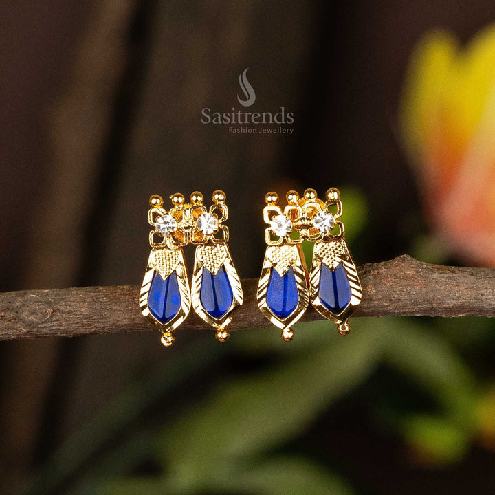 Sasitrends - Enchanting Kerala Heritage Micro Gold Plated Double Palakka Earrings