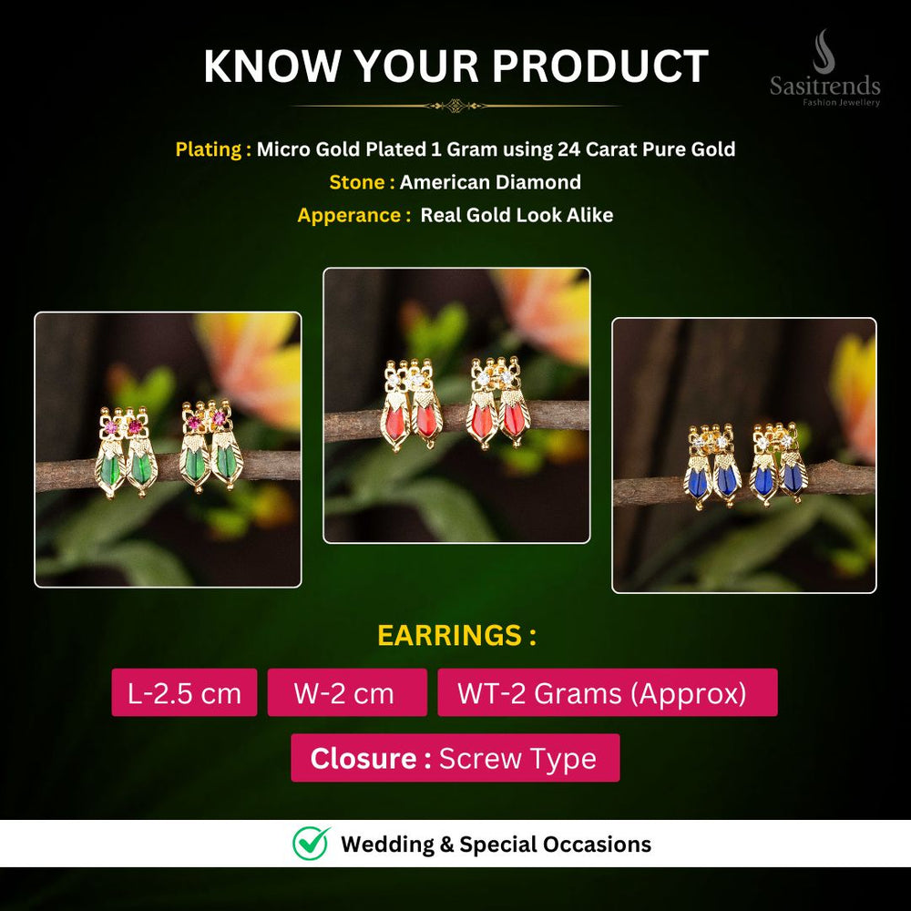 Micro Gold plated Earrings Measurement Image - Sasitrends
