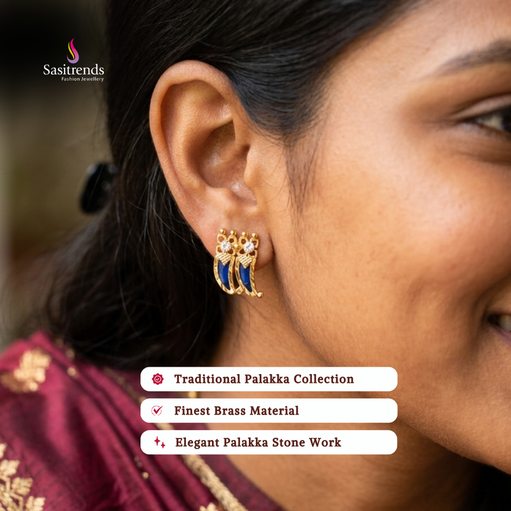 Guaranteed one gram micro gold plated palakka earrings - Sasitrends