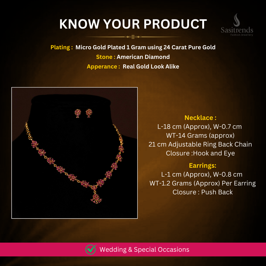 Micro Gold plated AD necklace Set Measurement Image - Sasitrends