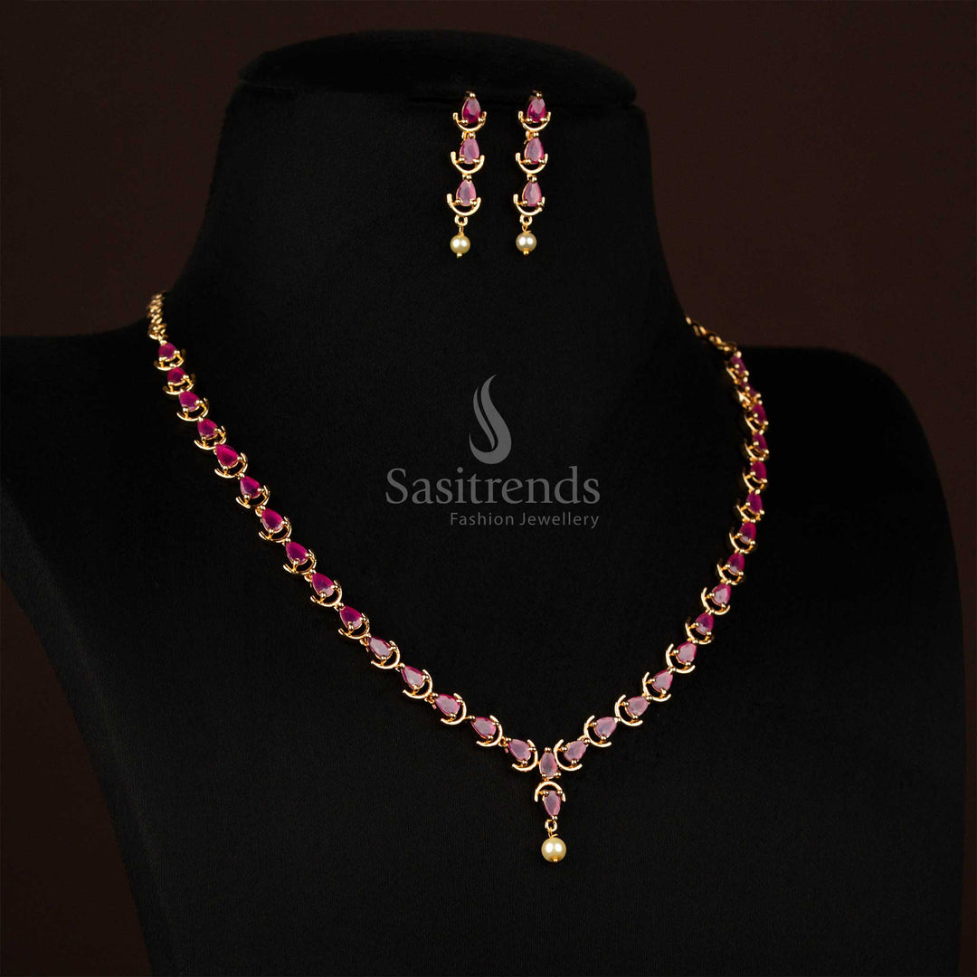 Elegant Flower Pendant Necklace Set - Perfect for Traditional Occasions