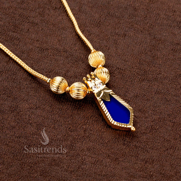 Micro gold plated one gram green Nagapadam Palakka necklace with an adjustable chain, an authentic traditional jewellery piece for festive and bridal wear - Sasitrends