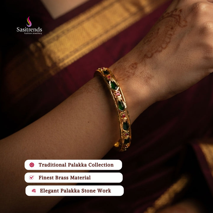 Guaranteed kerala style Micro gold plated AD stone palakka bangles - Sasitrends