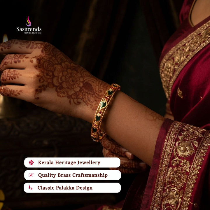 Guaranteed kerala style Micro gold plated AD stone palakka bangles - Sasitrends