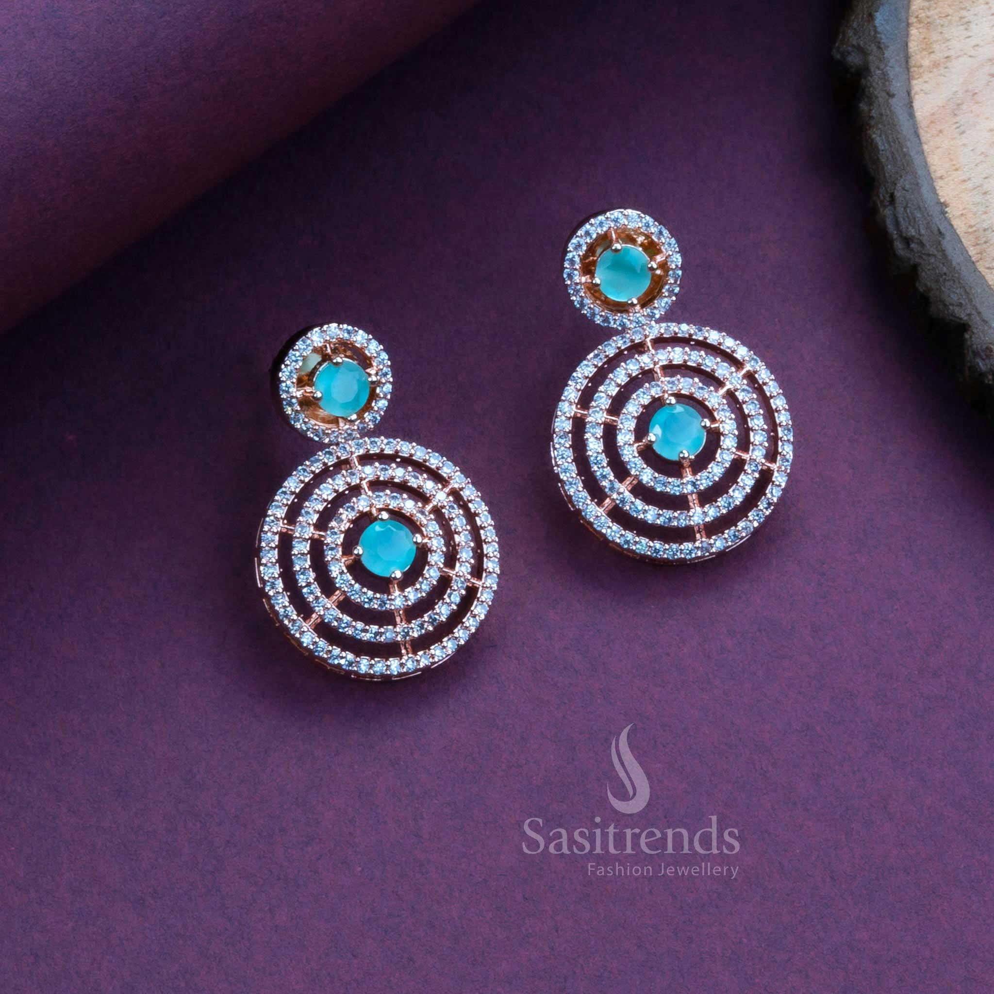 Elegant mint rose gold plated earrings in a circle pattern, a stylish choice for festive jewellery collections – Sasitrends