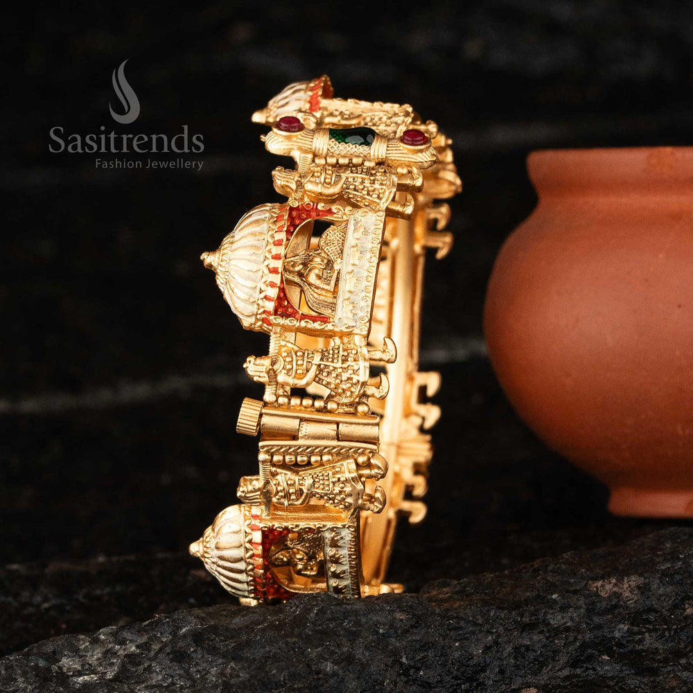 Traditional Ruby Green Doli Baarat Meenakari Andtique Gold Plated Kada Bangle Sasitrends Online Shopping