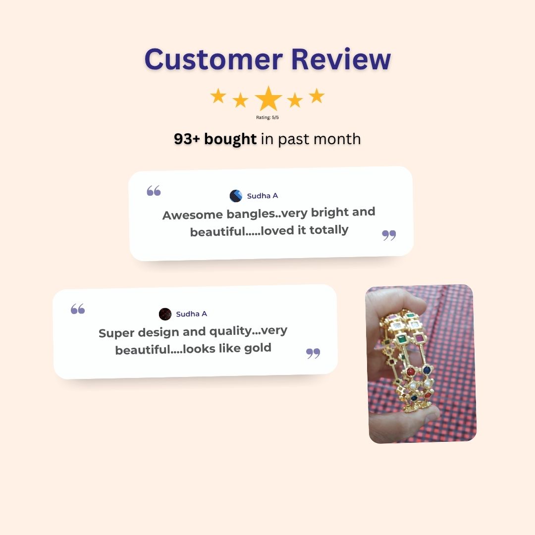 Guaranteed Micro gold plated AD stone bangles customer review image - Sasitrends