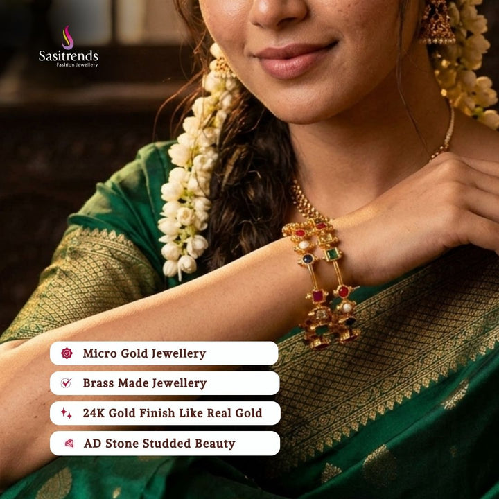 Guaranteed Micro gold plated AD stone bangles model image - Sasitrends