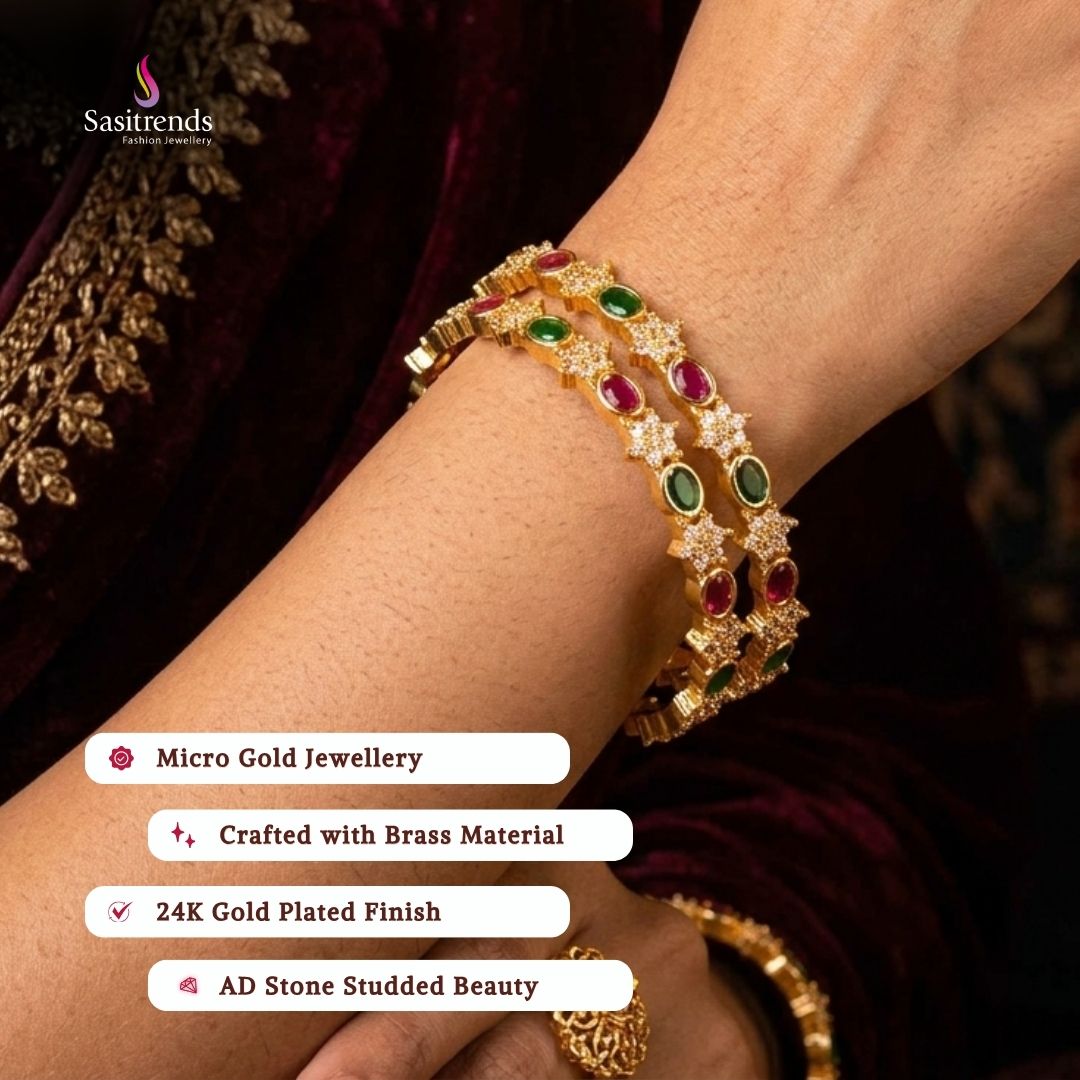 Guaranteed Micro gold plated AD stone bangles model image - Sasitrends 