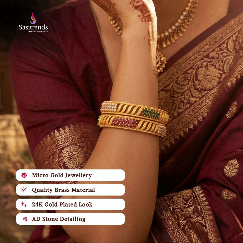 Guaranteed Micro gold plated AD stone bangles model image - Sasitrends