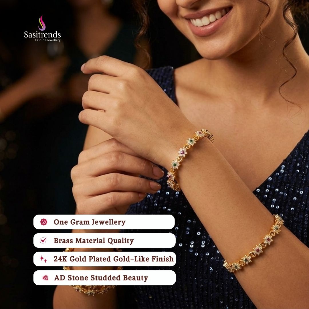 Guaranteed Micro gold plated AD stone bangles model image - Sasitrends
