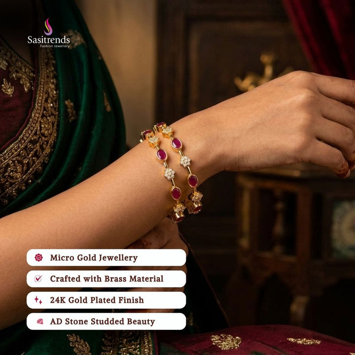 Guaranteed Micro gold plated AD stone bangles model image - Sasitrends