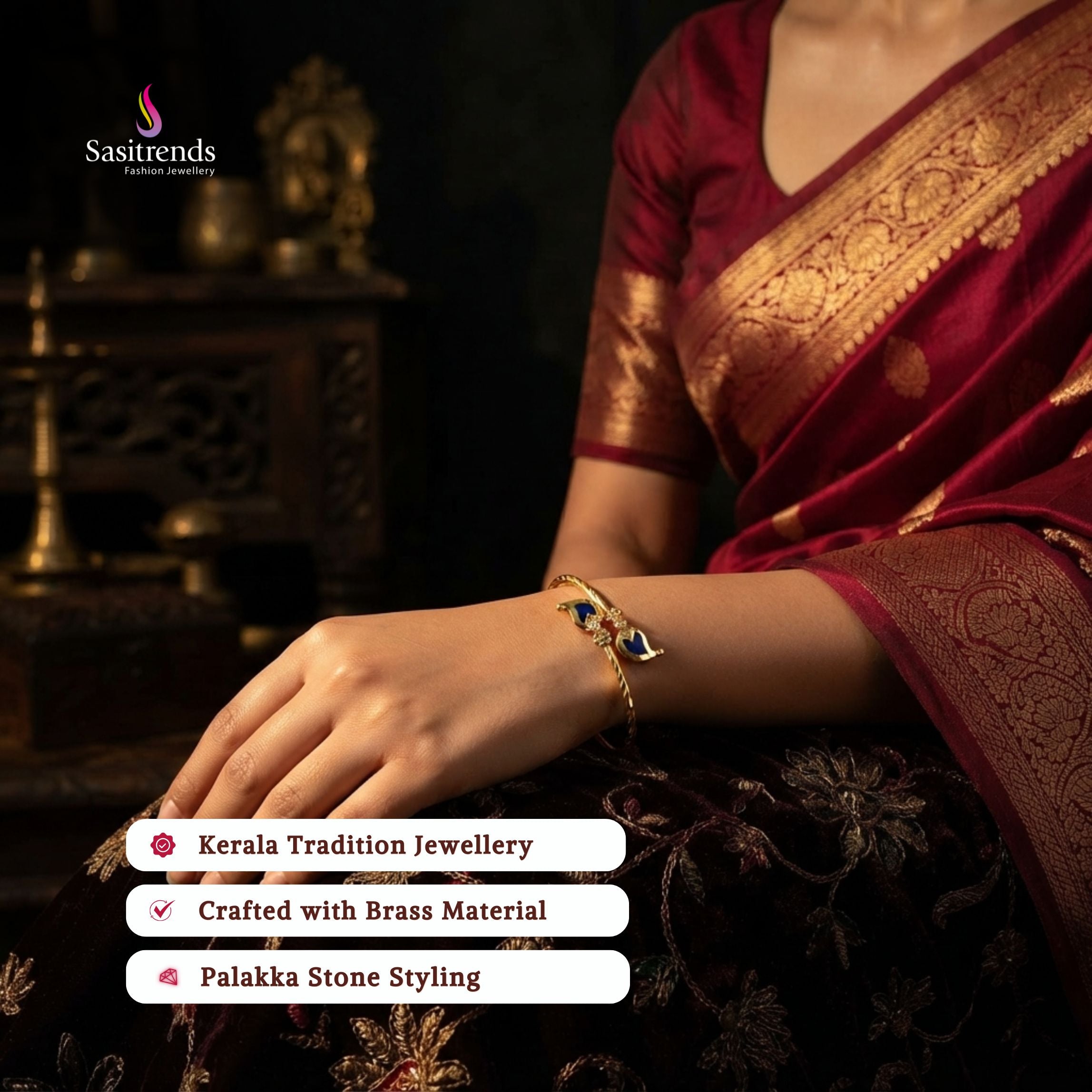 Guaranteed kerala style Micro gold plated AD stone palakka bangles - Sasitrends