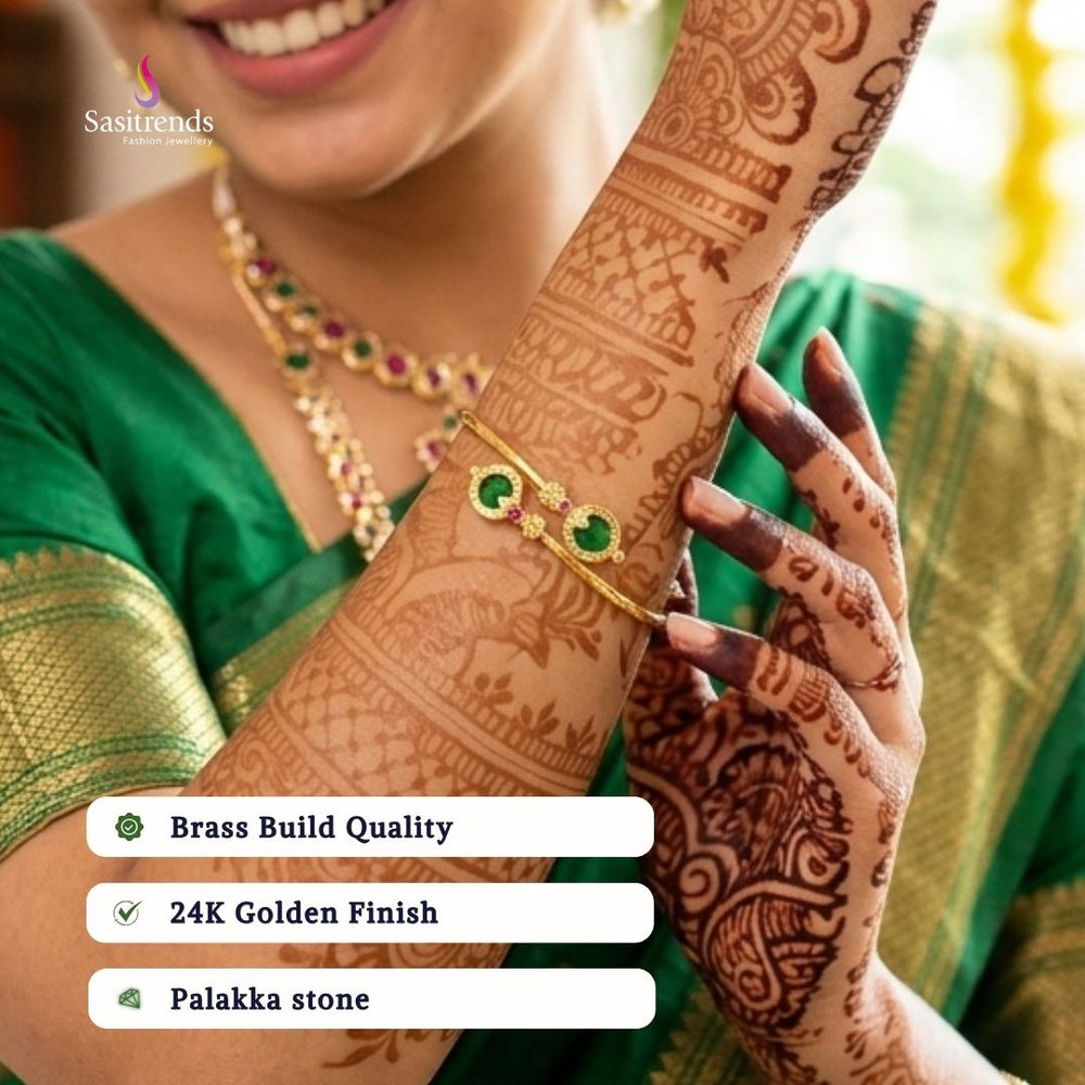 Guaranteed kerala style Micro gold plated AD stone palakka bangle - Sasitrends