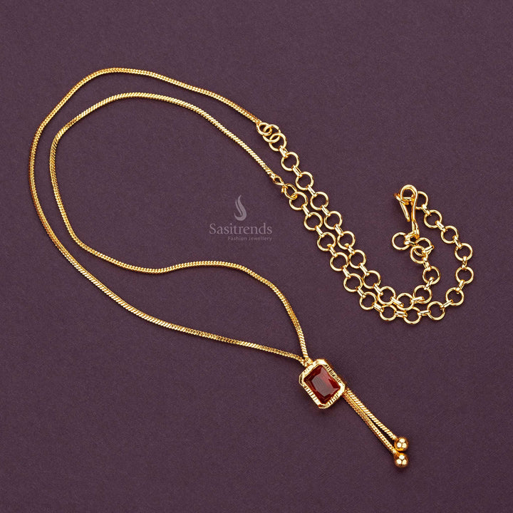 Look like real - Micro gold plated - red rectangular palakka necklace - Sasitrends