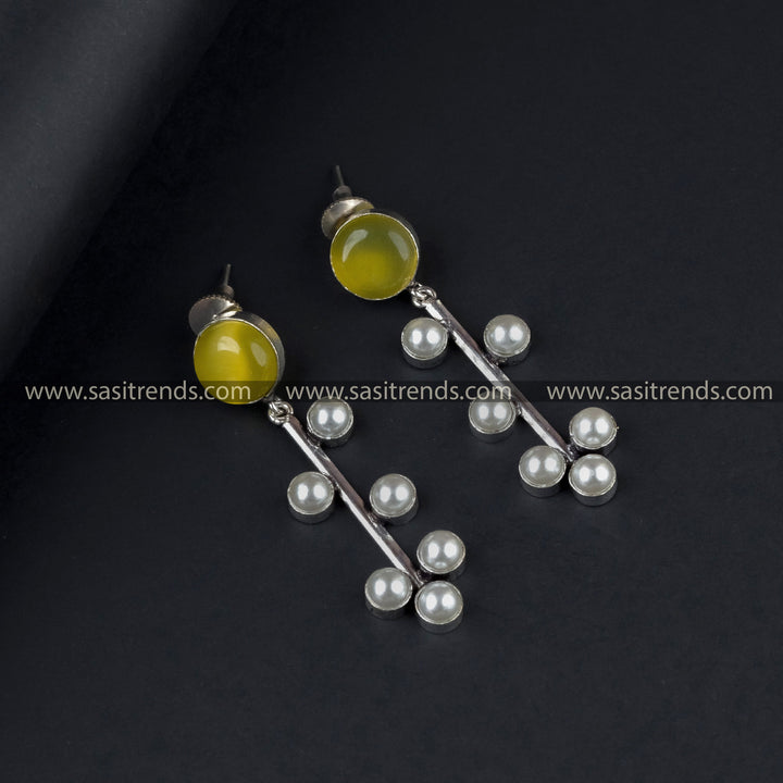 Stylish Oxidised German Silver Earrings For Traditional Wear
