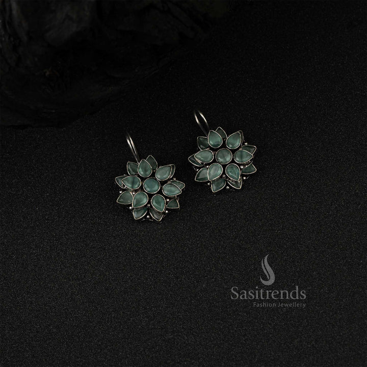 Party Wear AD Stones Oxidized German Silver Earrings