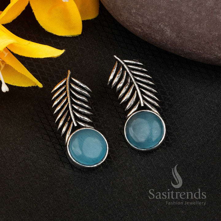 Versatile Monalisa Leaf Oxidised Silver Earrings - Perfect for Every Occasion