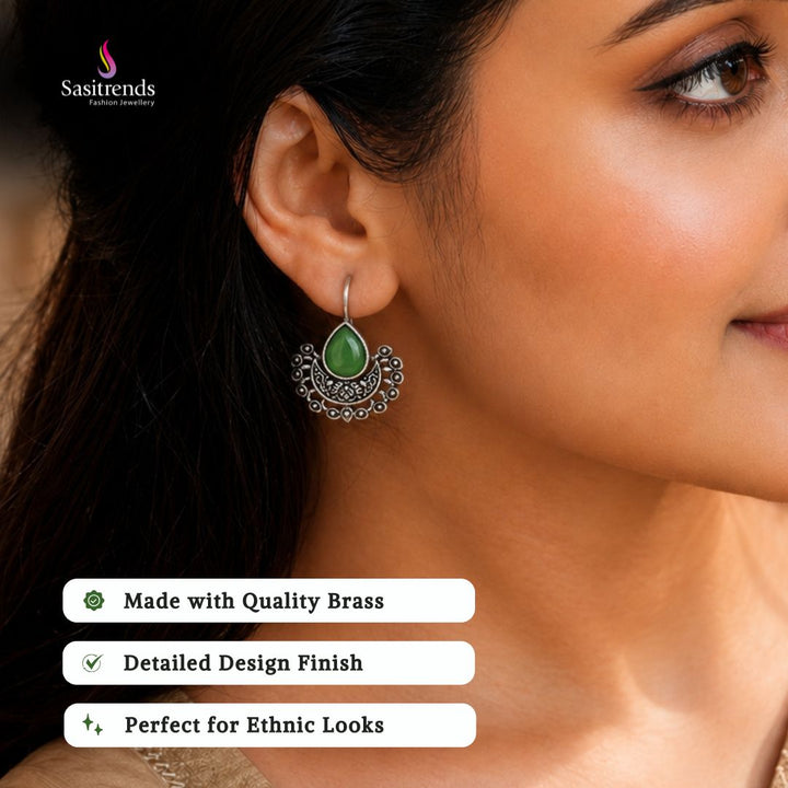 Oxidised Earrings Model Image - Sasitrends