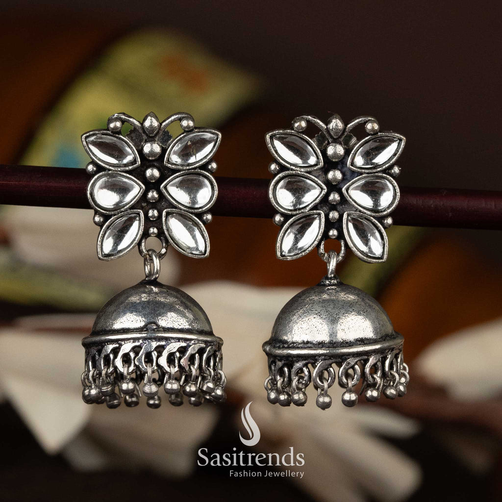 Silver Colour Oxidized Silver Jhumkas Online Elegant Oxidised