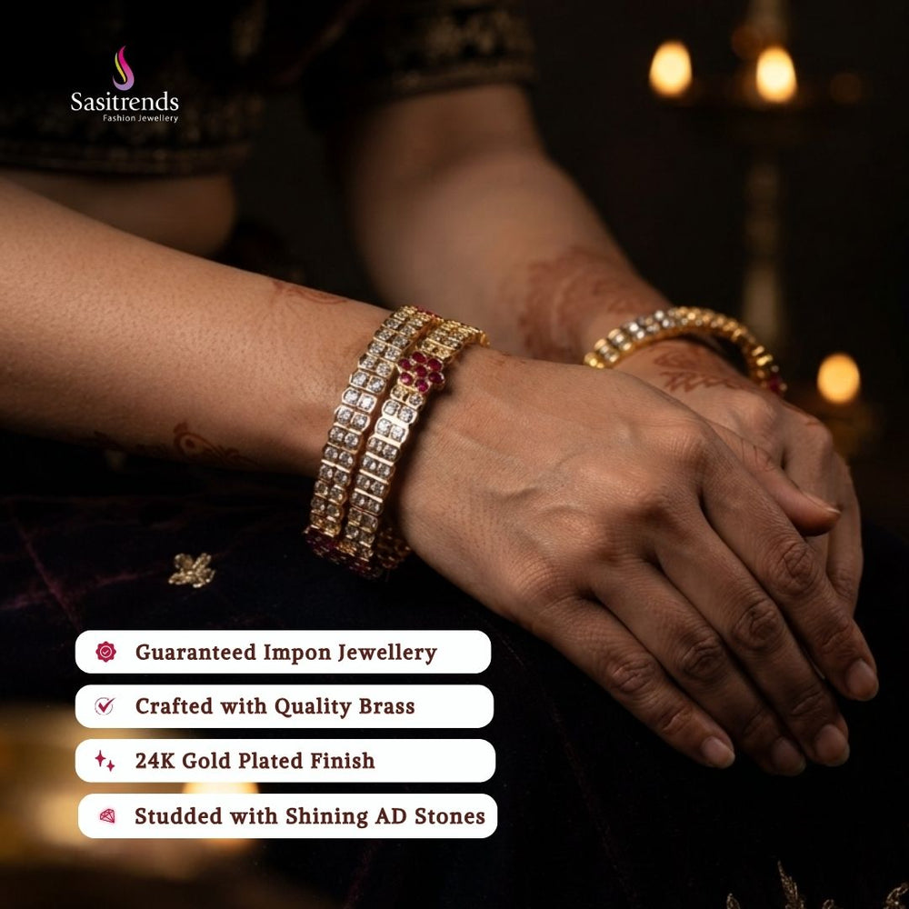 Guaranteed Micro gold plated AD stone impon bangles model image - Sasitrends