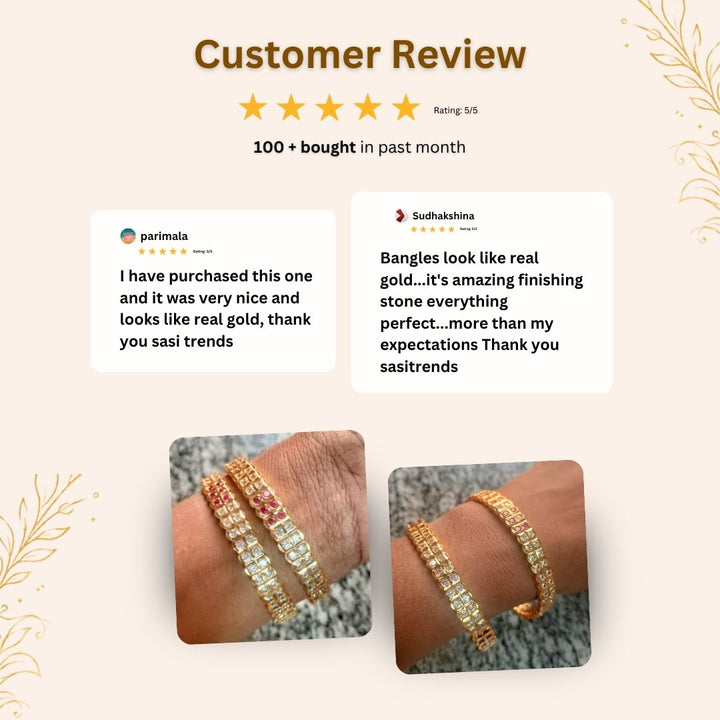 Guaranteed impon micro gold plated AD stone bangles - Sasitrends