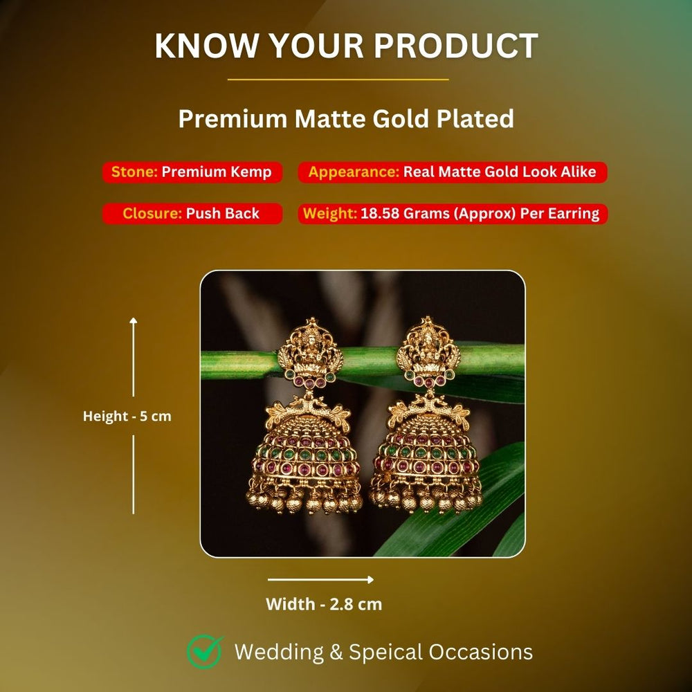 Matte Gold Plated Earrings Measurement Image - Sasitrends