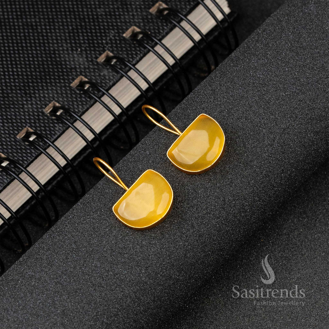 Awesome Gold Plated Yellow Monalisa Stone Fish Hook Earrings 