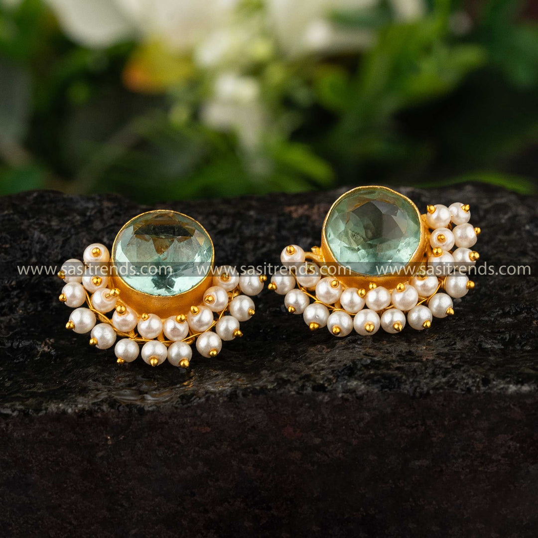 Daily Wear Gold Pearl Earrings Gold Design Buy Pearl Studded Gold