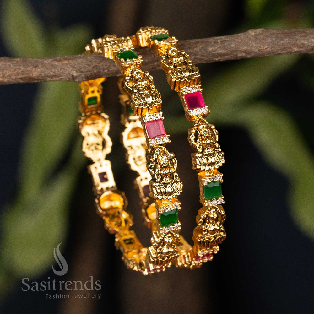 Traditional Elegance Wear Lakshmi Designer Ruby Green AD Stones Bangles Sasitrends Online Shopping