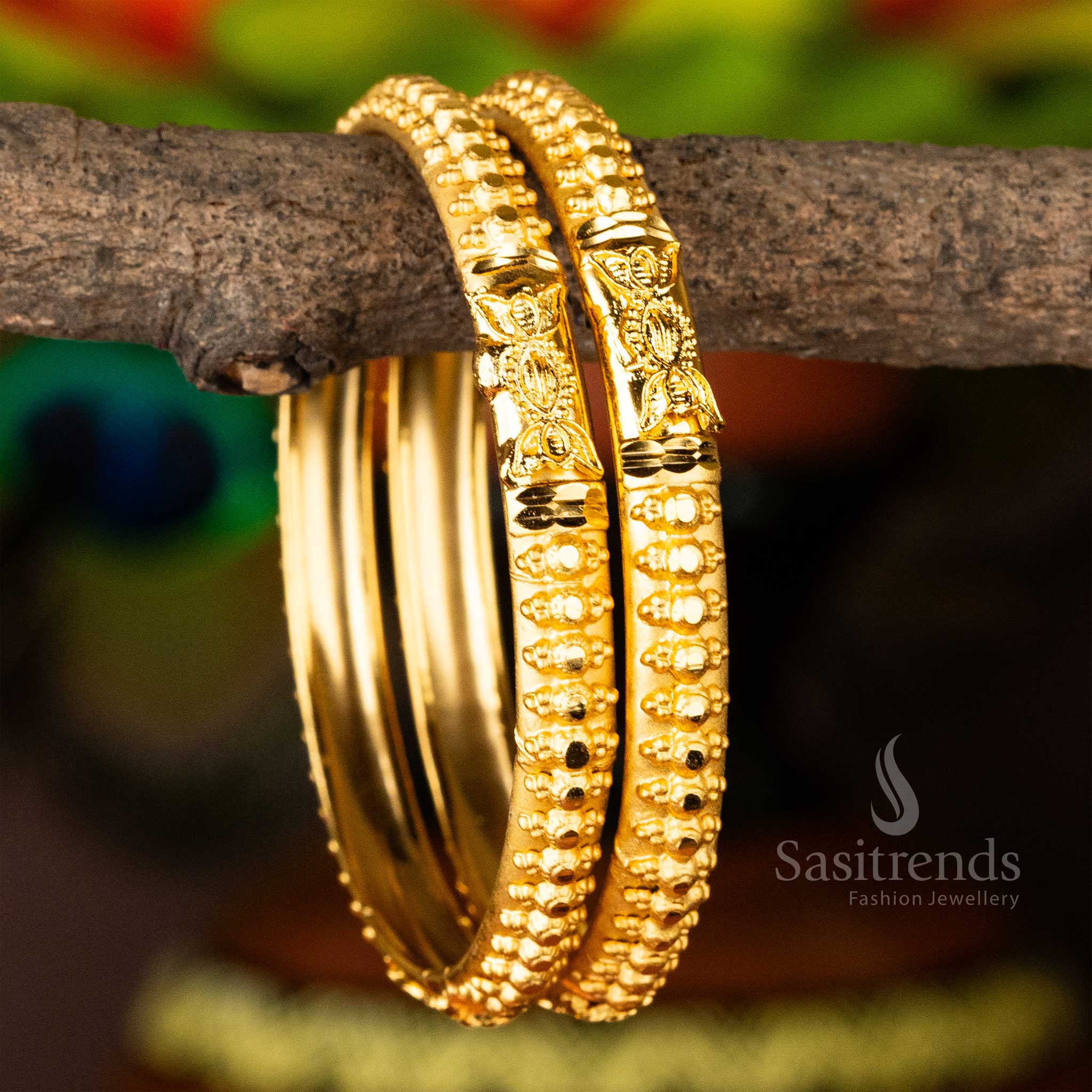 Latest Trendy Gold Plated Forming Plain Bangles - Perfect For Traditional Elegance - Sasitrends