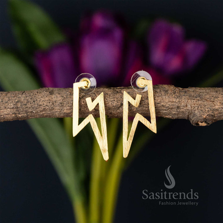 Designer gold-plated zigzag earrings for a modern look