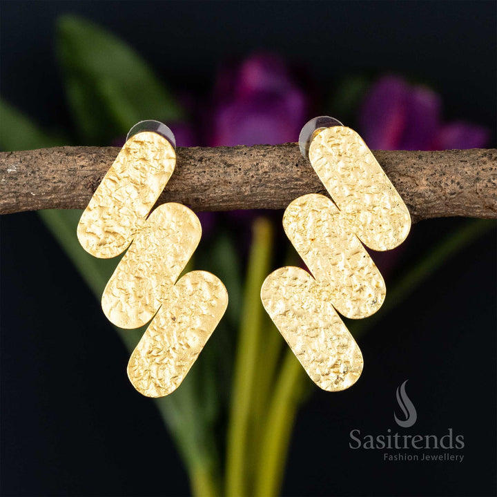 Golden Silhouettes: Contemporary Gold Plated Hoop and Stud Earrings Collection - Sasitrends