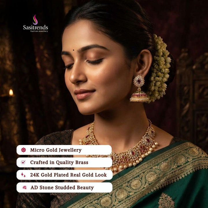 Guaranteed Micro gold plated AD stone earrings customer review image - Sasitrends