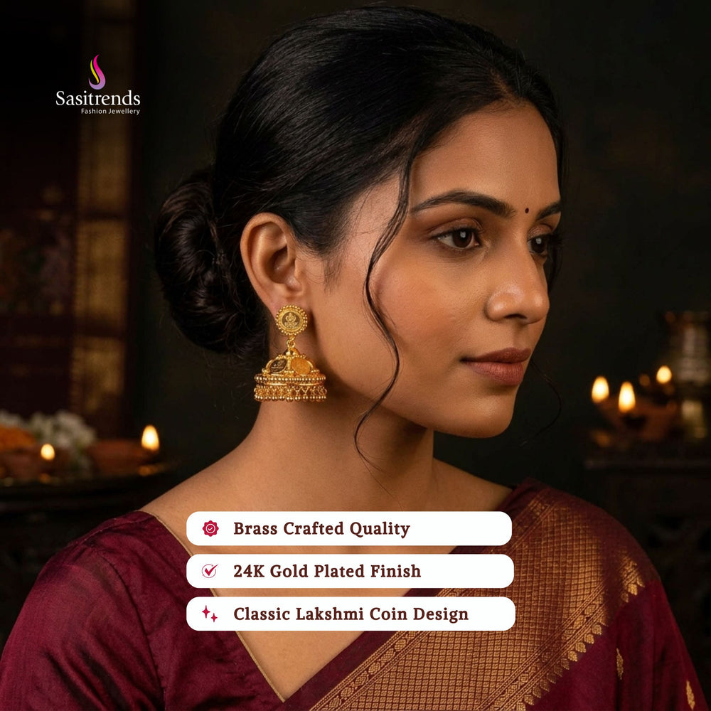 Guaranteed kerala style Micro gold plated lakshmi coin earrings - Sasitrends