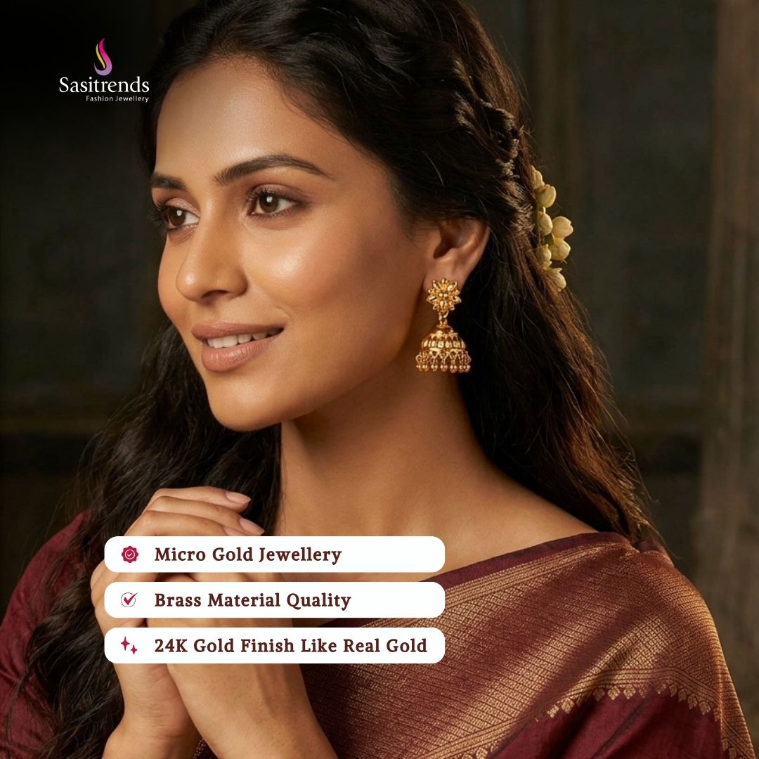 Guaranteed Micro gold plated earrings  model image - Sasitrends