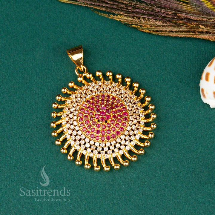 Elegant and traditional micro gold-plated AD stone pendant, a stunning jewellery piece for special occasions - Sasitrends