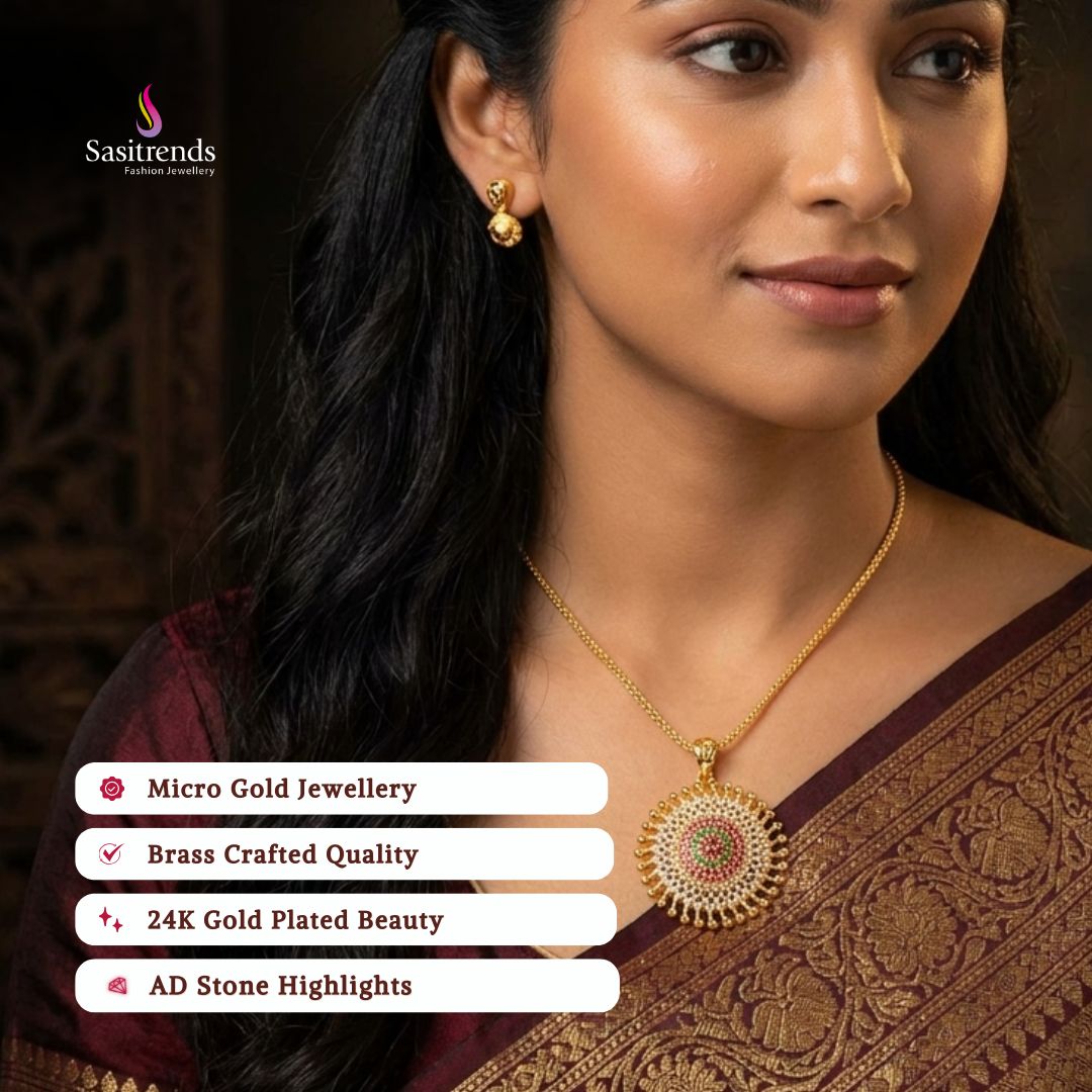 Guaranteed Micro gold plated AD stone pendant model image - Sasitrends